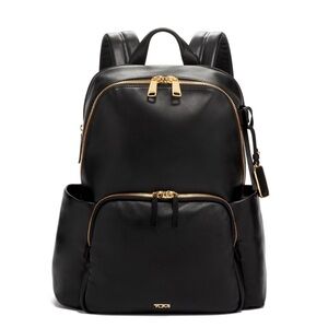 Tumi Black Backpack with Gold Accents